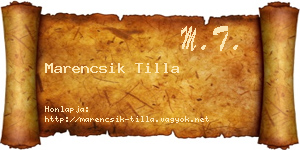 Marencsik Tilla névjegykártya